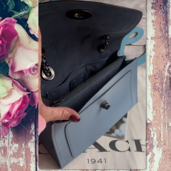 COACH SLATE BLUE & GUNMETAL CROSSBODY PARKER BAG 26852 - Picture 9 of 17